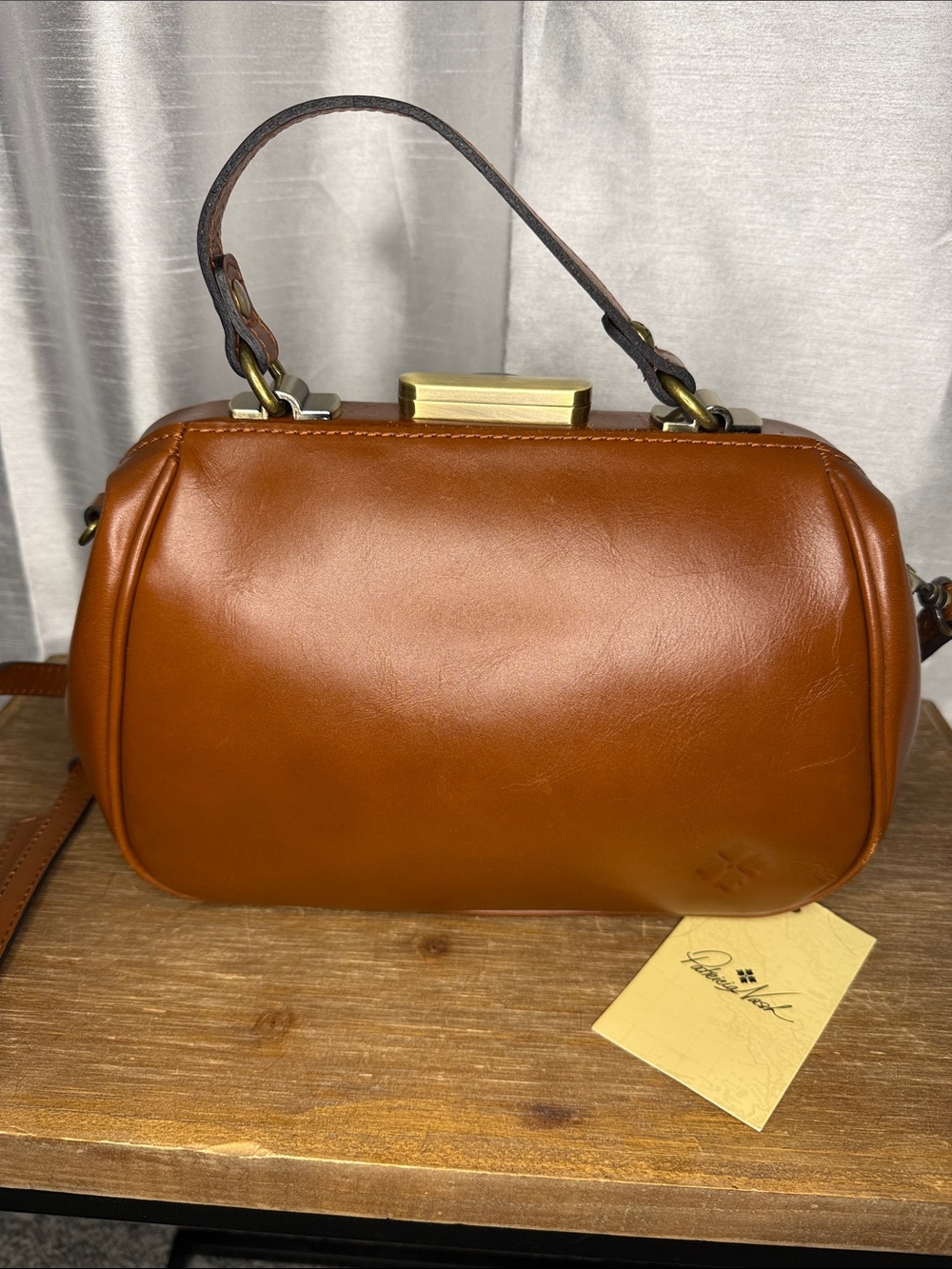 Patricia Nash Tooled Gracchi Florence Frame Satchel Leather Rich Brown Authentic - Picture 2 of 14